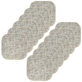Sweet Home Collection - Broadway Memory Foam No Slip Back 16" x 16" Chair Pad Cushion, 12-Pack - Cream/Blue