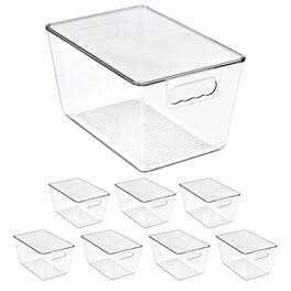 Sorbus - Storage Bins with Lids, 8 Pack Large Organization Bins with Handles – Stackable Storage Containers - Clear