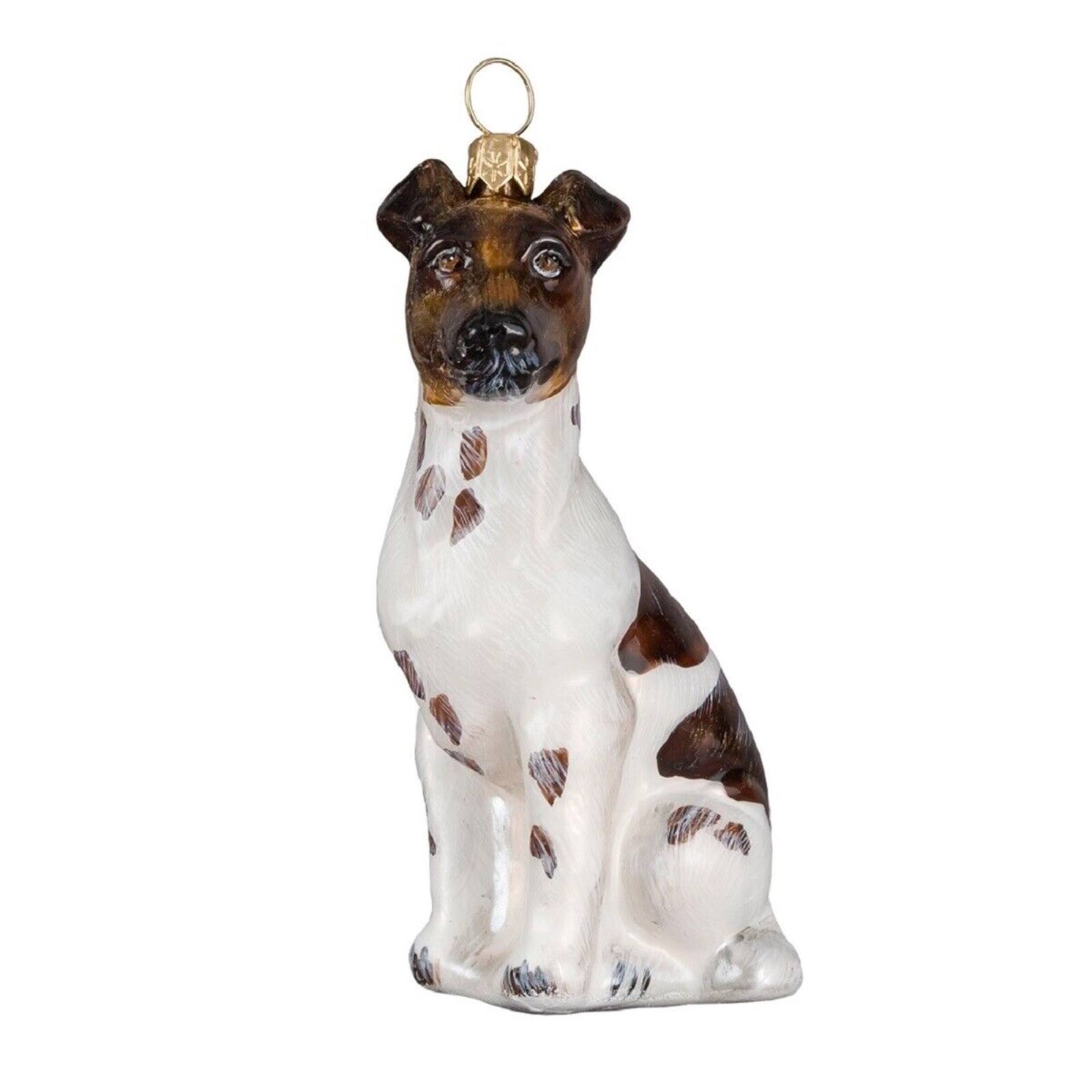 Front. Joy to the World Collectibles - Joy to the World Smooth Fox Terrier Sitting Dog Polish Blown Glass Christmas Ornament - Multicolor.