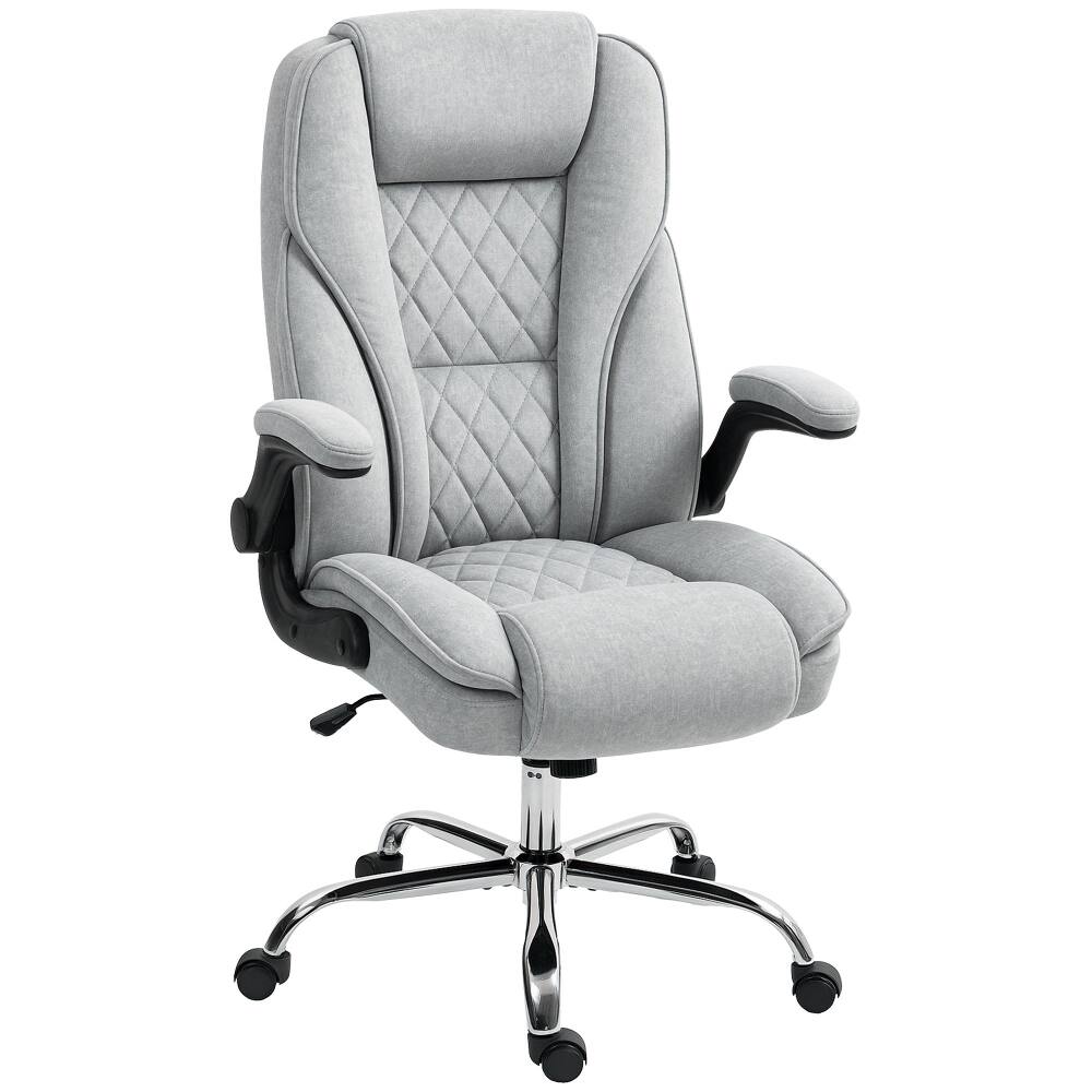 Alt View 7. Loheer - Loheer Executive Office Chair Gray Velvet Desk Chair with Flip-up Armrest Diamond Fabric Computer Chair for Home Office - Gray.