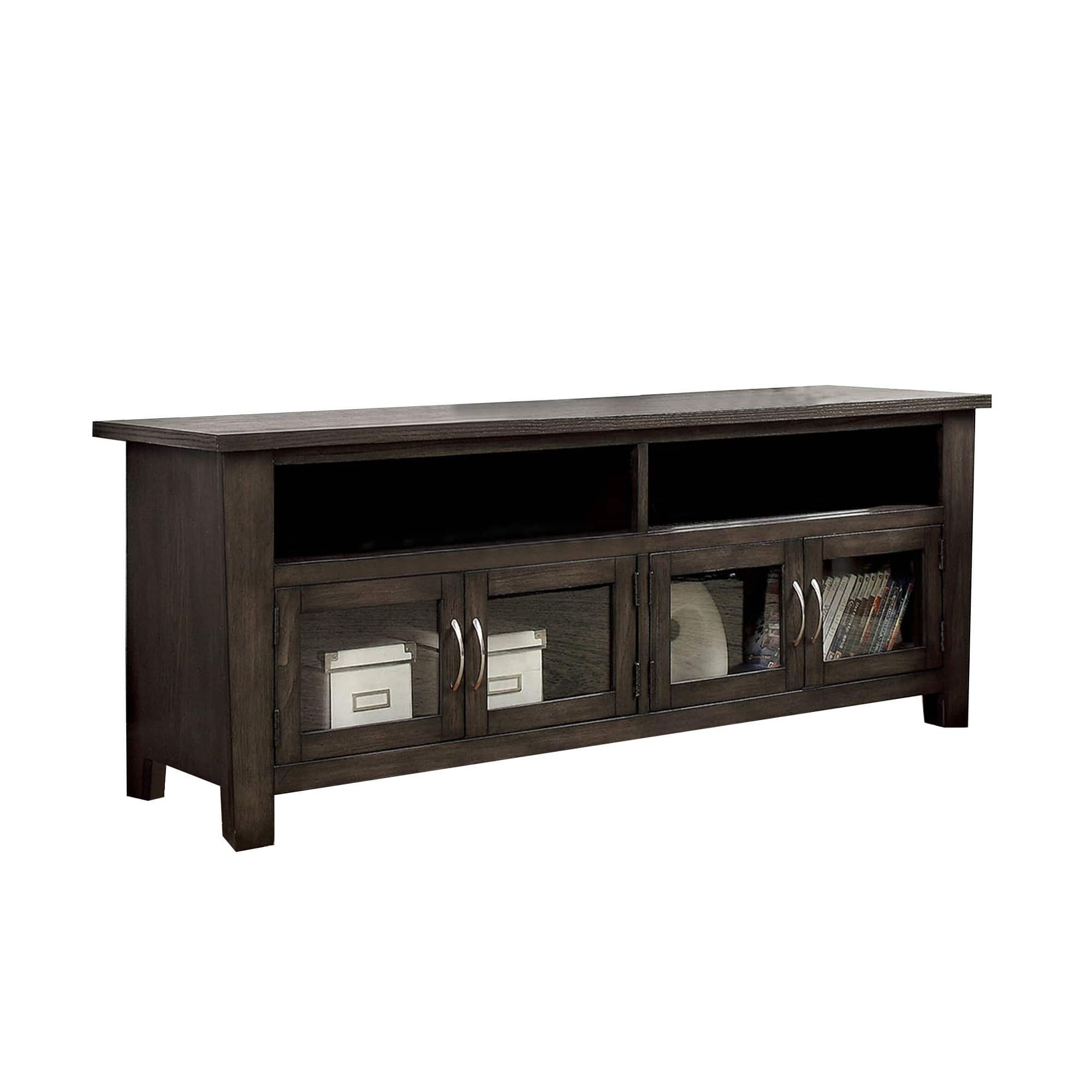 Manhattan Lane - 60" Wooden TV Stand With 2 Cabinets and 2 Open Shelves - Brown