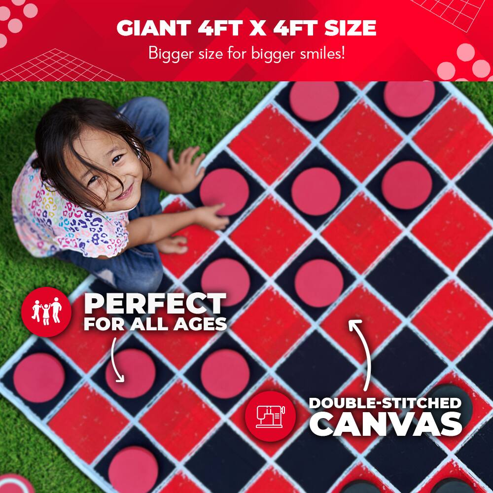 GIANT 4FT X 4FT SIZE  
Bigger size for bigger smiles!  

PERFECT FOR ALL AGES  

DOUBLE-STITCHED CANVAS