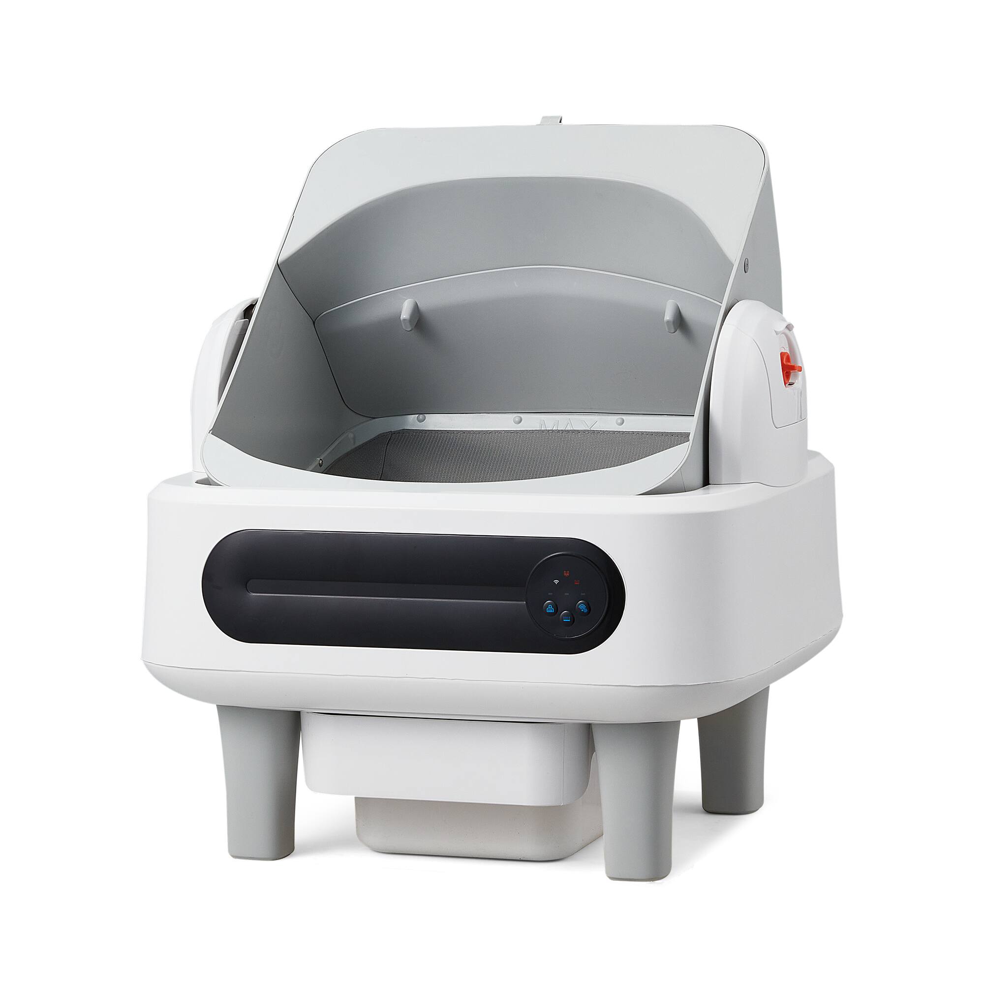 Alt View 7. U-HOMY - Self-Cleaning Cat Litter Box – Open Top, App Control, 11L, Bio-Radar & Gravity Sensor – 2.4G/5G WiFi - White.