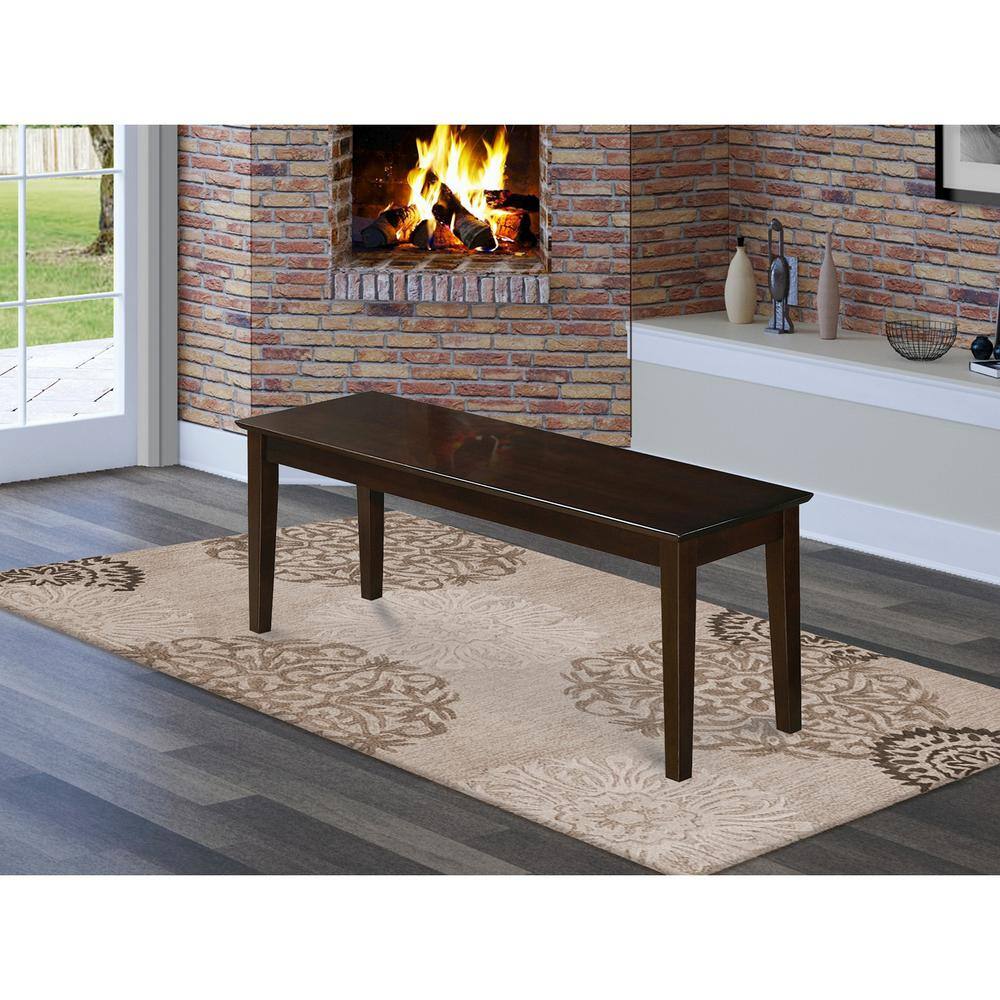 Left. East West Furniture - CAB-CAP-W Capri bench with wood seat in Cappuccino - Cappuccino.