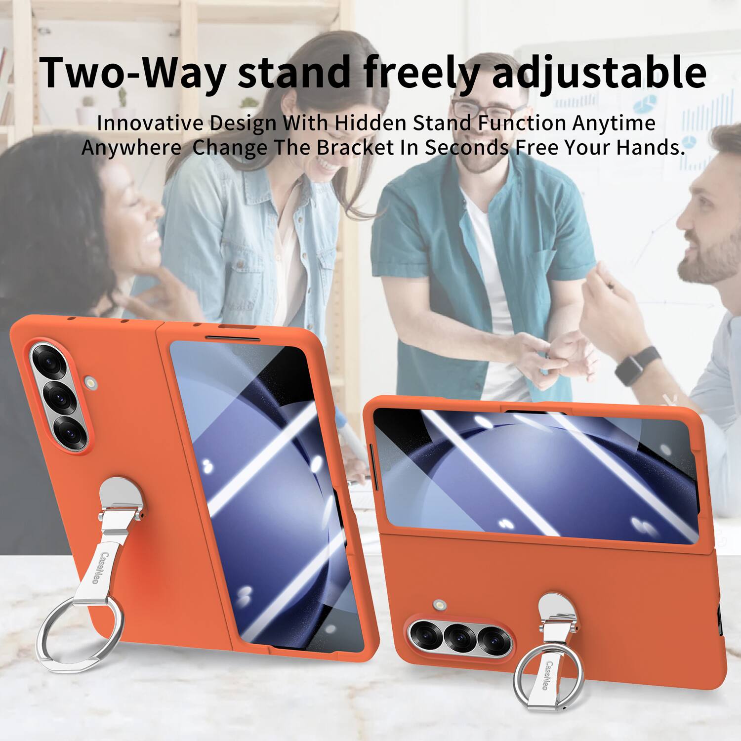 Two-Way stand freely adjustable  
Innovative Design With Hidden Stand Function Anytime Anywhere Change The Bracket In Seconds Free Your Hands.  
CossNeo Canohleo