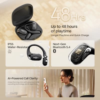 Shokz OpenFit 2 Open Ear True Wireless Earbuds Black T920-ST-BK-US Shokz OpenFit 2 Open Ear True Wireless Earbuds Black T920-ST-BK-US