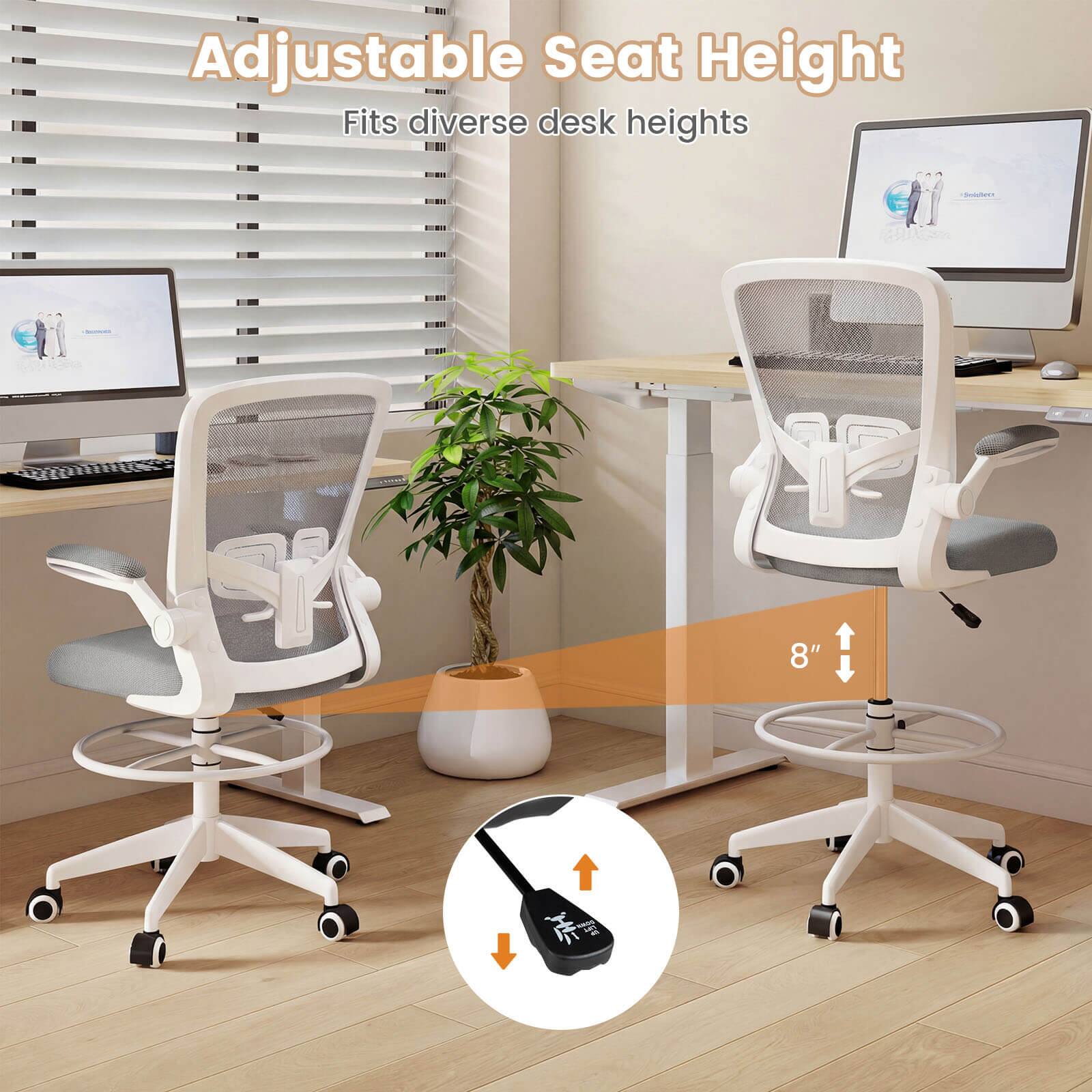 Adjustable Seat Height  
Fits diverse desk heights at 8"