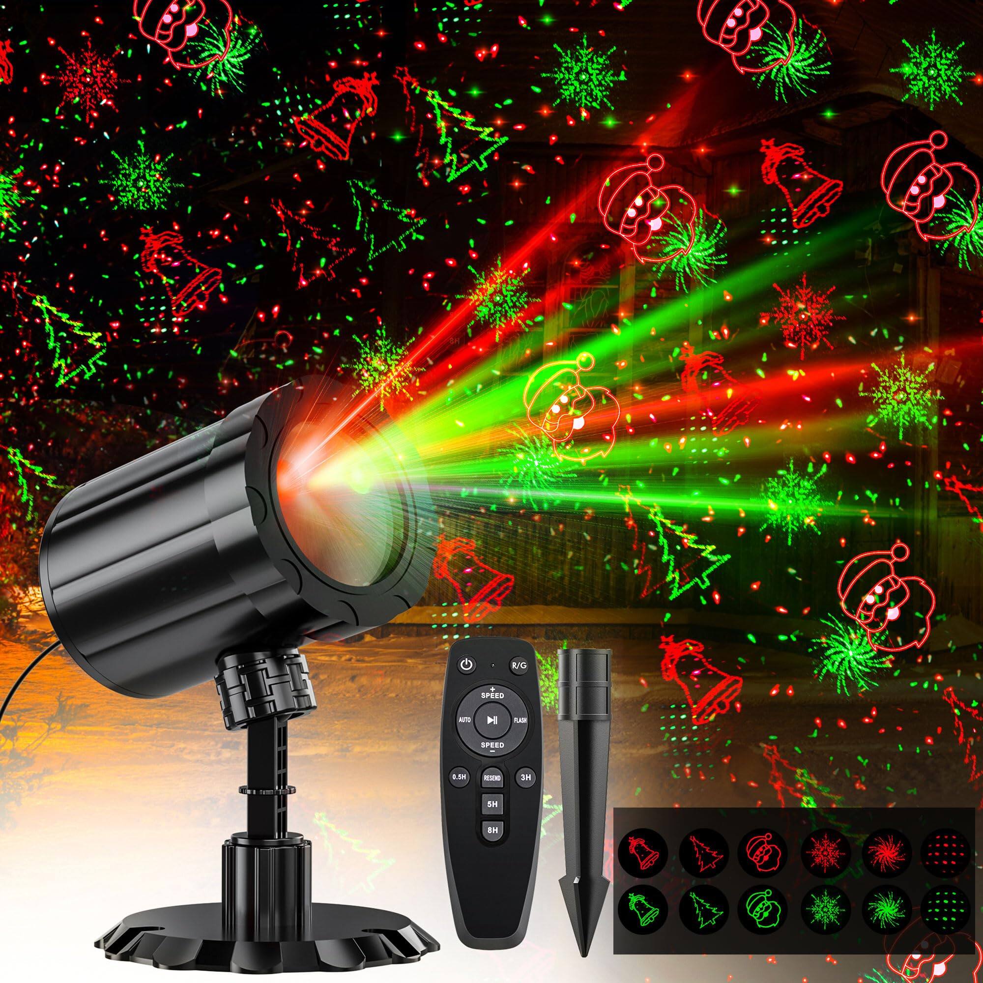 PARKER SLATER - Christmas Projector Lights Outdoor Red & Green Pattern With Remote Timer Ip65 Waterproof Landscape For Indoor - Default