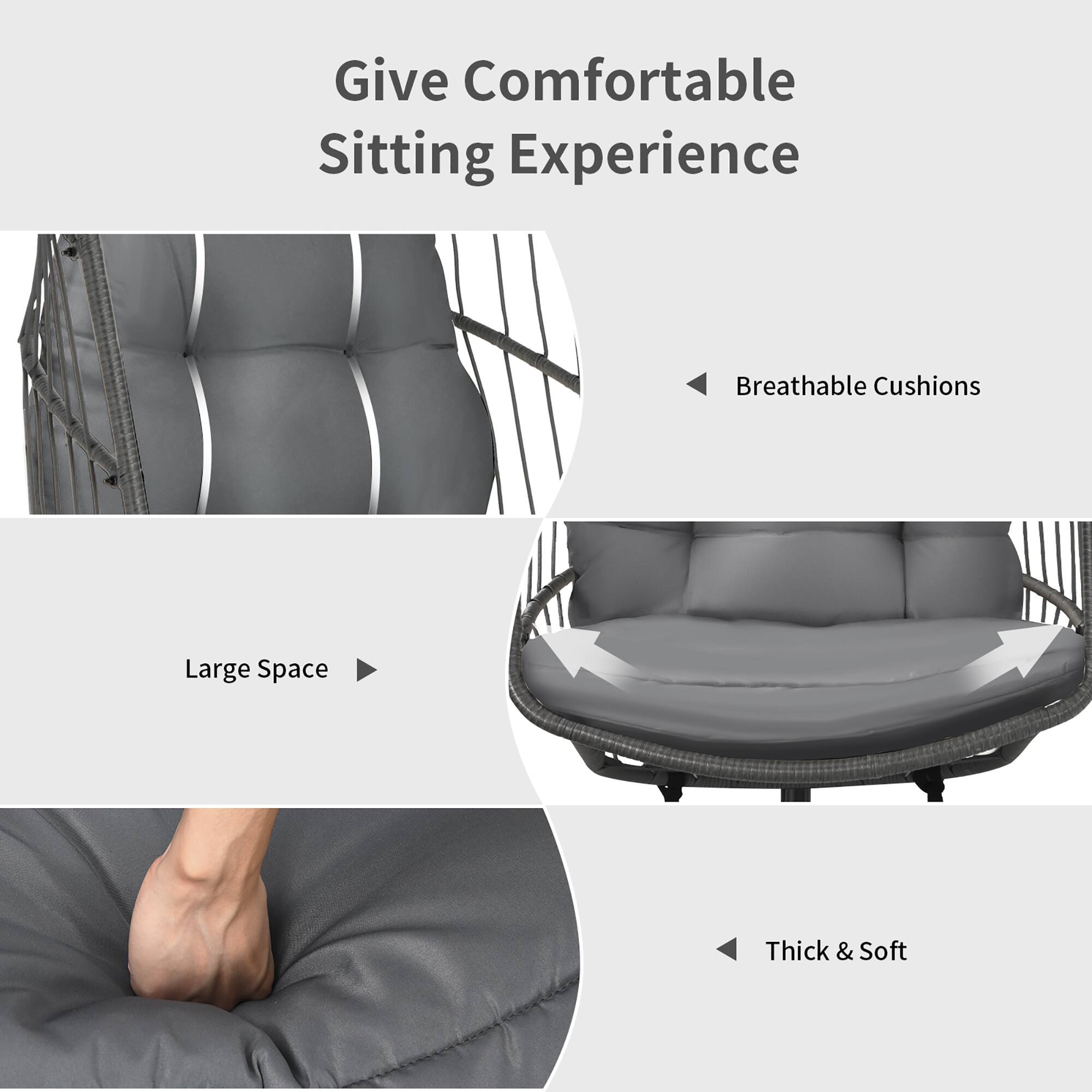 Give Comfortable Sitting Experience

- Breathable Cushions
- Large Space
- Thick & Soft