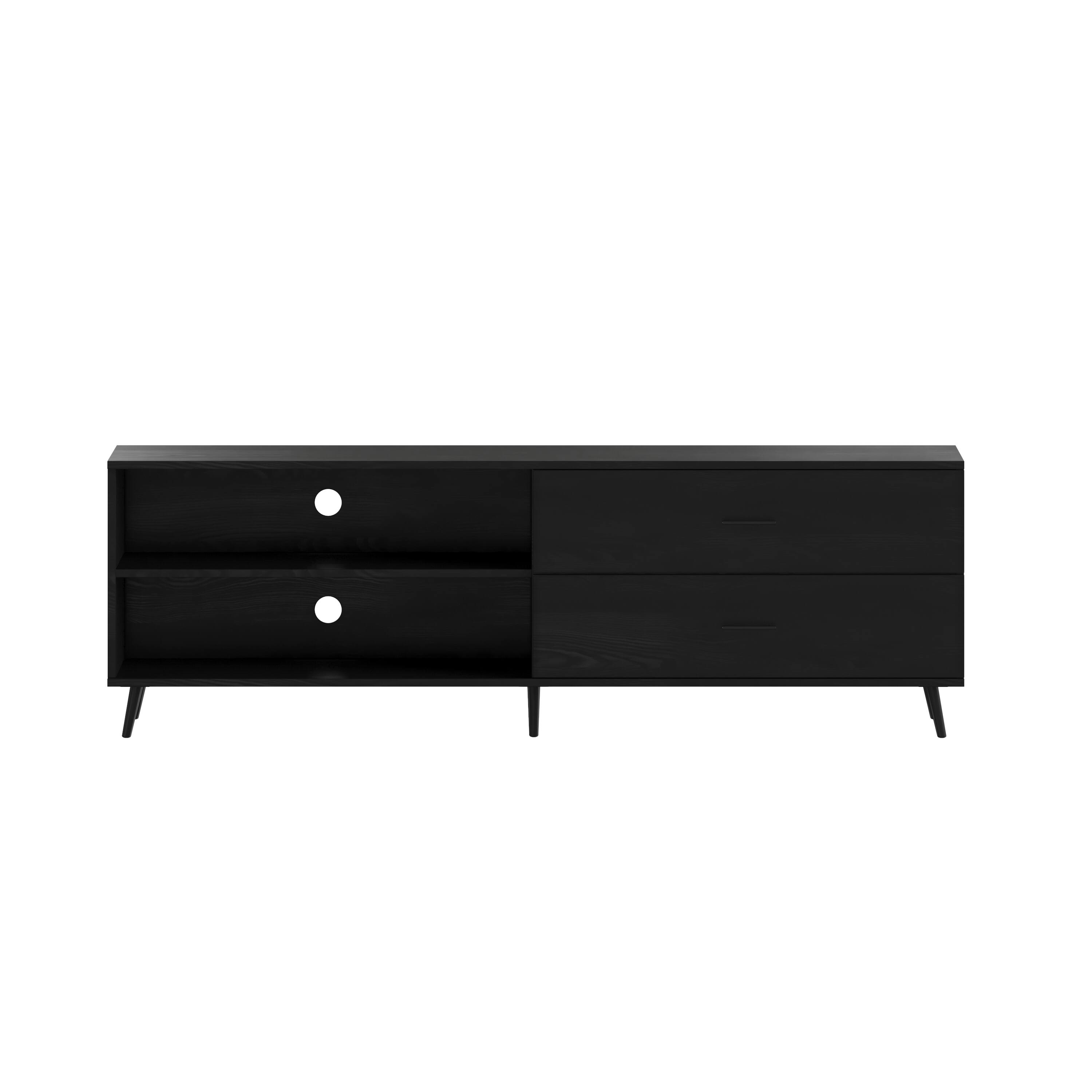 Alt View 9. Emma + Oliver - Galia Mid-Century Modern TV Stand with Drawers and Shelf - Black.