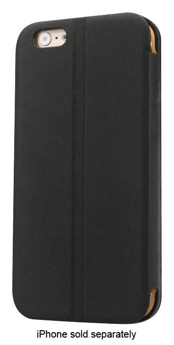 JISONCASE - Genuine Cow Leather Folio Standing Case for Apple® iPhone® 6 - Black - Larger Front