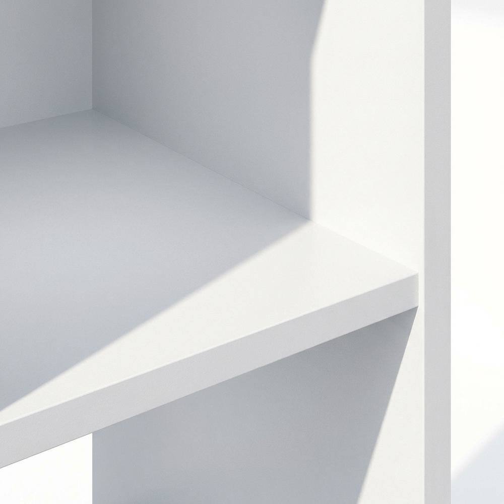 Alt View 1. FurniFact - White Wood Bookcase with Spacious Shelves and Sleek Design - White.