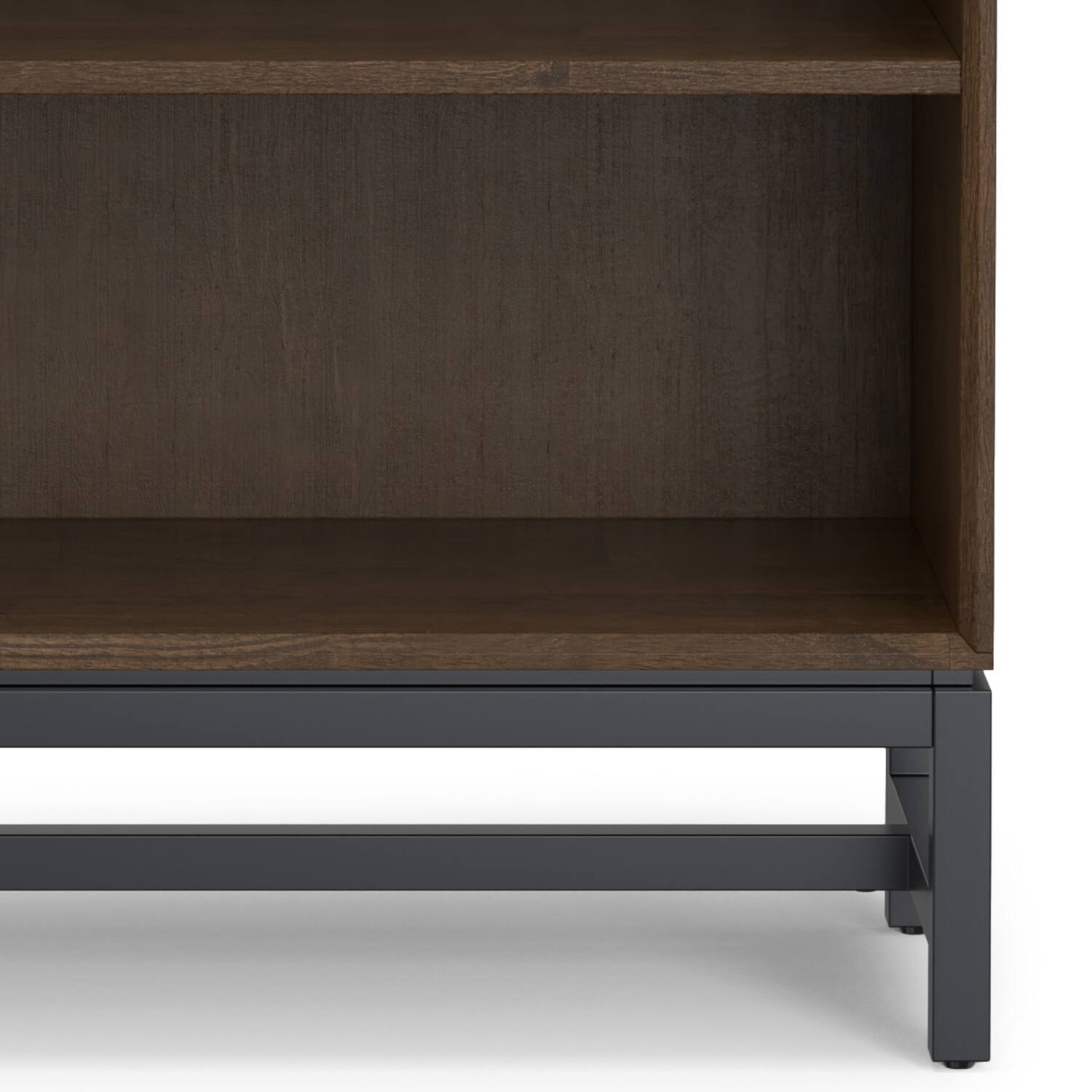 Alt View 4. Simpli Home - Banting SOLID HARDWOOD and Metal 66 inch x 30 inchRectangle Industrial Mid Century Open Shelf Bookcase in Walnut Brown - Walnut Brown.