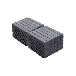 APRILSOUL - 20PCS 12x12in Striped Interlocking Acacia Deck Tiles Outdoor Light Gray - Brown