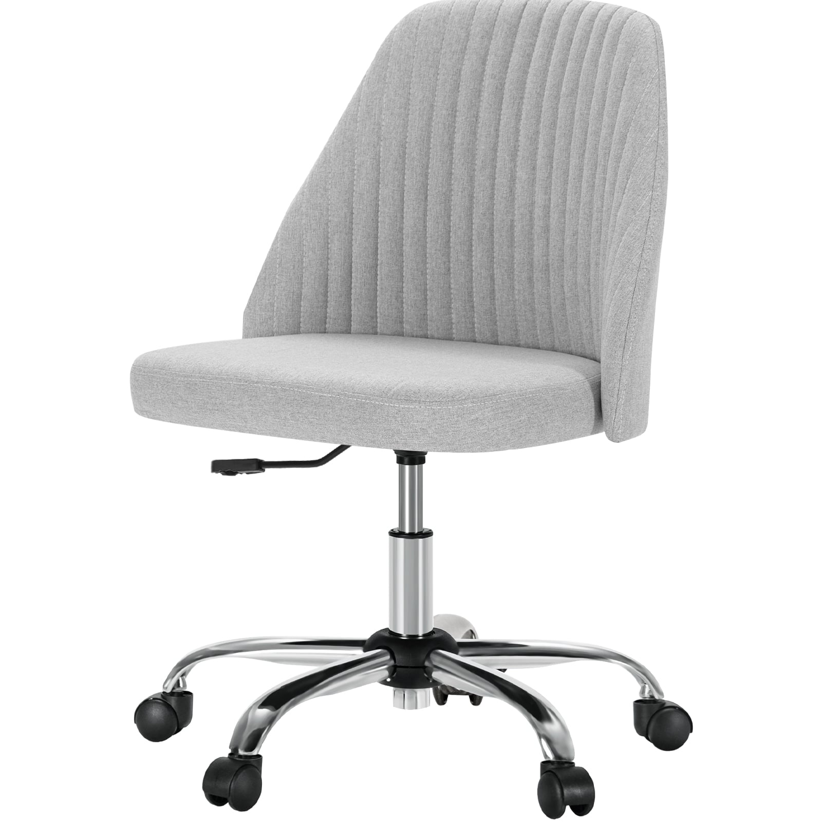 Sweetcrispy - Ergonomic Swivel Armless Office Chair with Curved Backrest, Height Adjustable Modern Desk Chair for Small Spaces - Blue
