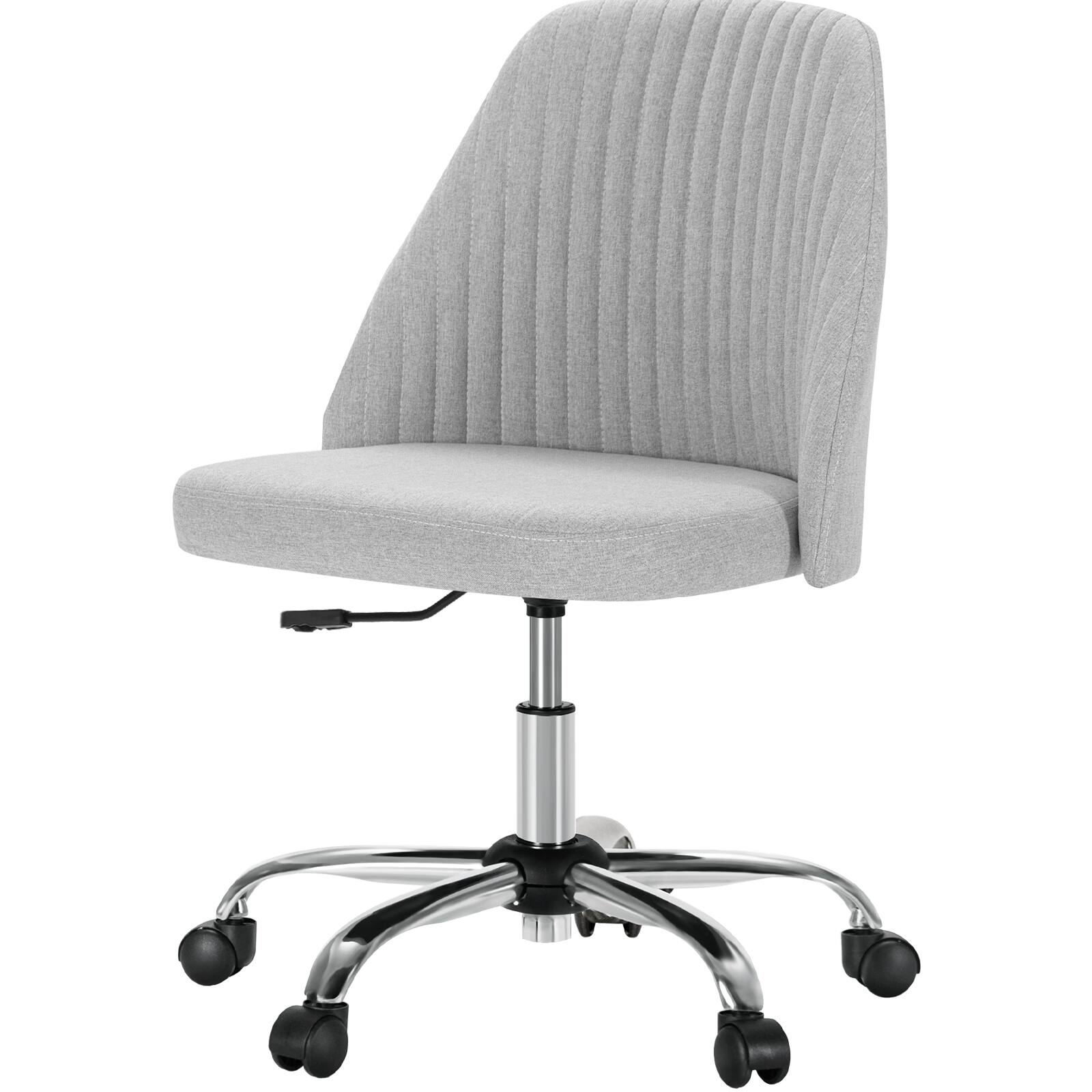Front. Sweetcrispy - Ergonomic Swivel Armless Office Chair with Curved Backrest, Height Adjustable Modern Desk Chair for Small Spaces - Blue.