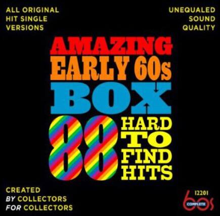 Sure, here is the corrected and grouped text:
---
**ALL ORIGINAL HIT SINGLE VERSIONS**
**UNEQUALED SOUND QUALITY**
**AMAZING EARLY 60s BOX**
**HARD TO FIND HITS**
**CREATED BY COLLECTORS FOR COLLECTORS**
**12201 COMPLETE**
---