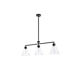 Living District - Mera 3 lights black pendant - Black And Clear