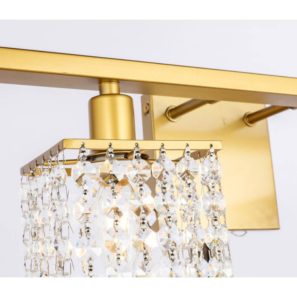 Left. Living District - Phineas 4 light Brass and Clear Crystals wall sconce - Brass And Clear Crystals.