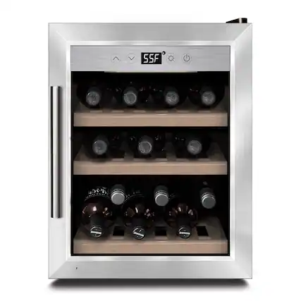 Front. Caso Design - WineSafe 12 Bottle Single-Zone Wine Cooler - Silver.