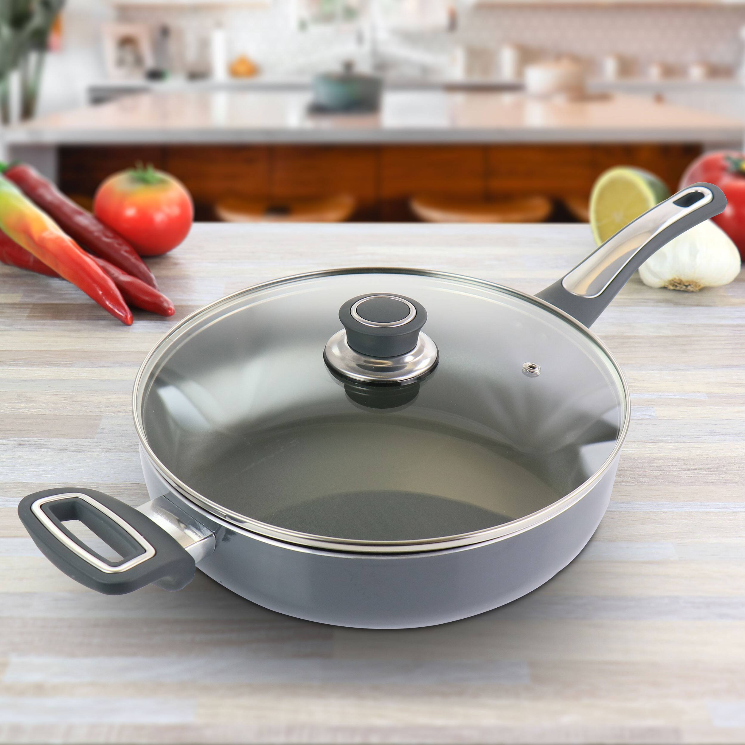 Alt View 5. Oster - Oster 3.5 Quart Aluminum Saute Pan with Lid - Silver.