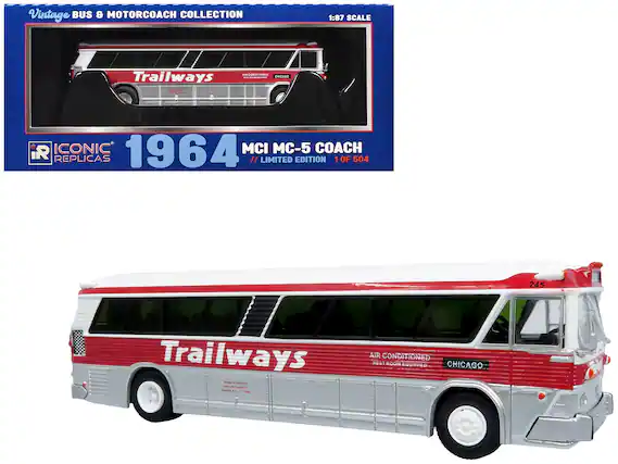 Vintage BUS & MOTORCOACH COLLECTION
1:87 SCALE
Trailways
ICONIC 1964 MCI MC-5 COACH REPLICAS
LIMITED EDITION 1 OF 504
AIR CONDITIONED
RESTROOM EQUIPPED
CHICAGO