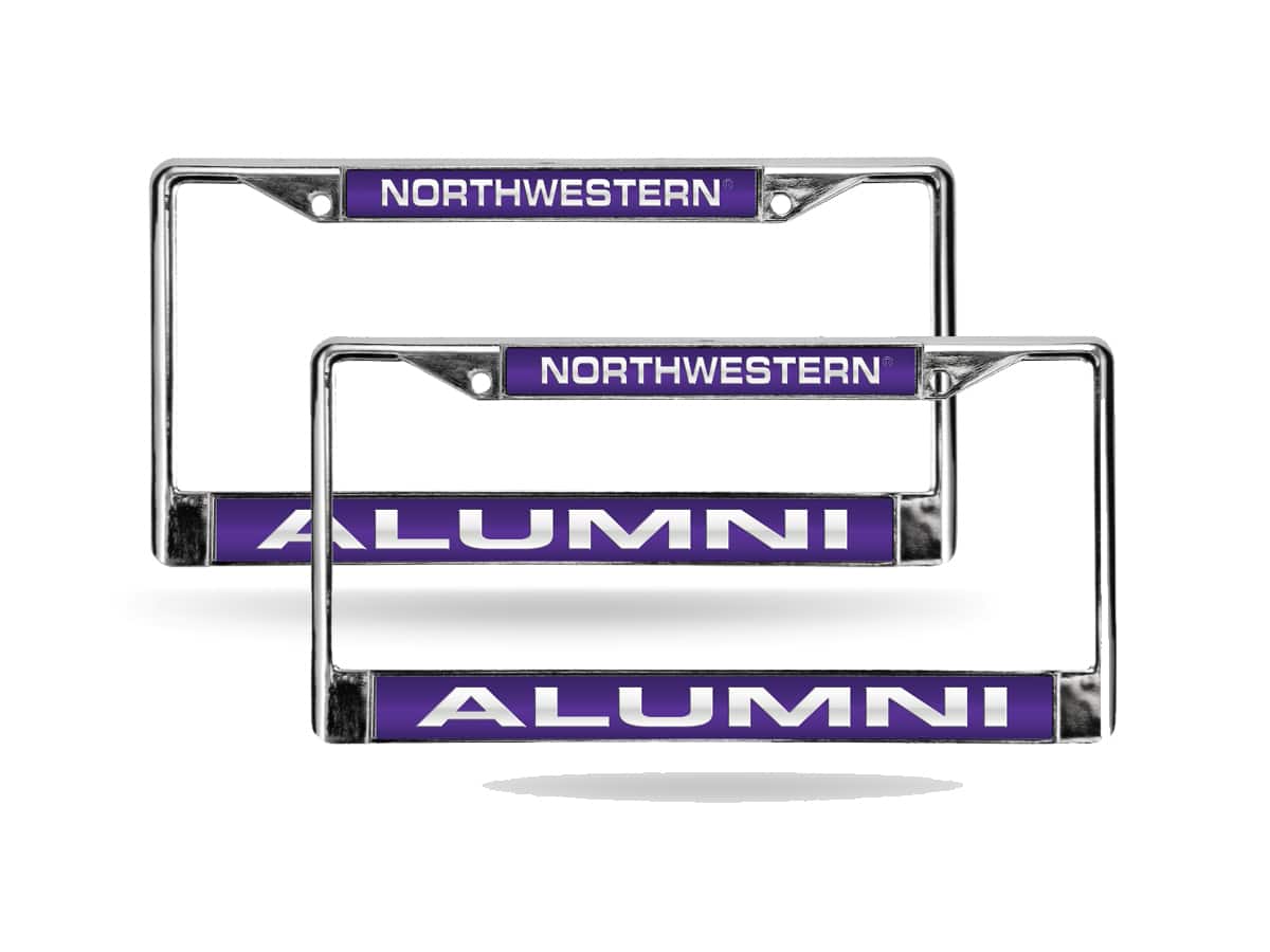 Rico Industries - Northwestern Wildcats Alumni Chrome Metal Laser License Plate Frame - Set of 2 - Multi