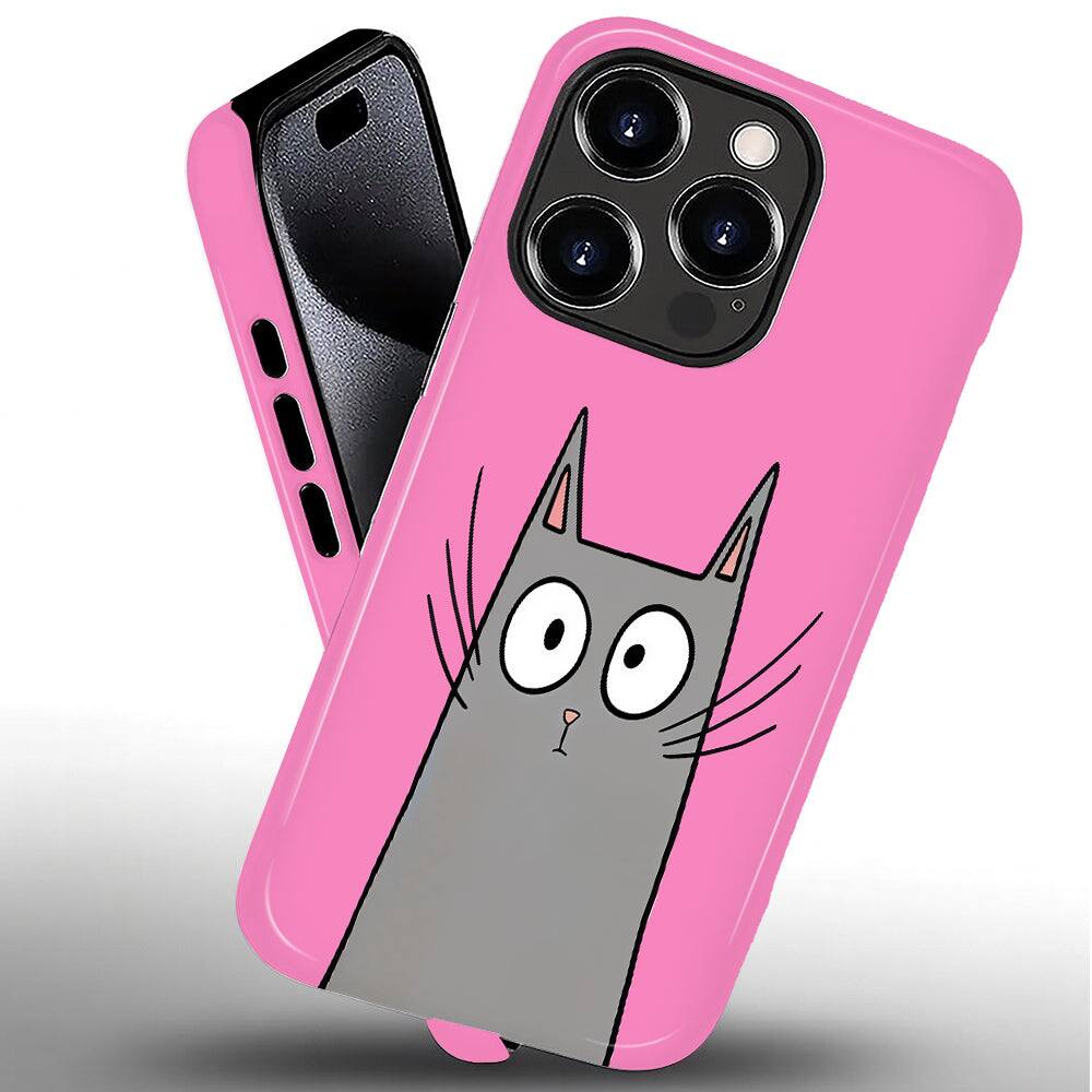 Alt View 1. Finnhomy - Smartphone Case for iPhone - Dual-Layer Heavy Duty Protective Cover - Shy Cat - Shy Cat for iPhone 16 Pro.