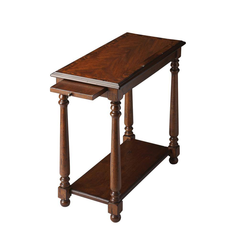 Angle. Butler Specialty - Devane CastleWood Side Table - Medium Brown.