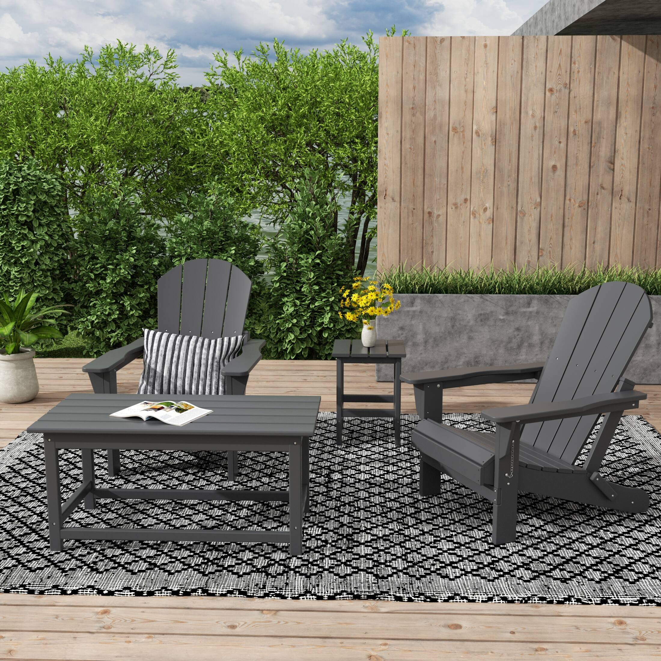 WestinTrends Malibu 4 Piece set Outdoor / Patio Poly Adirondack chairs ...