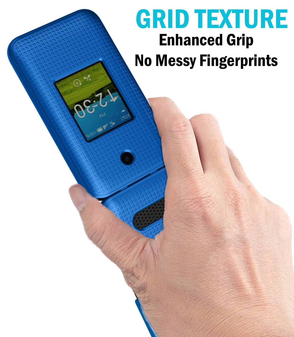 GRID TEXTURE  
Enhanced Grip  
No Messy Fingerprints  

7:28 PM  
AT&T  
"5e"  
100%