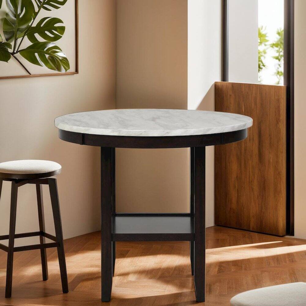 Alt View 1. Starlight Canyon Home - Round Wood Counter Table in Espresso Brown - Espresso.