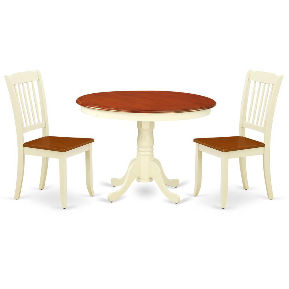 Angle. East West Furniture - Dining Room Set Buttermilk & Cherry - Brown.