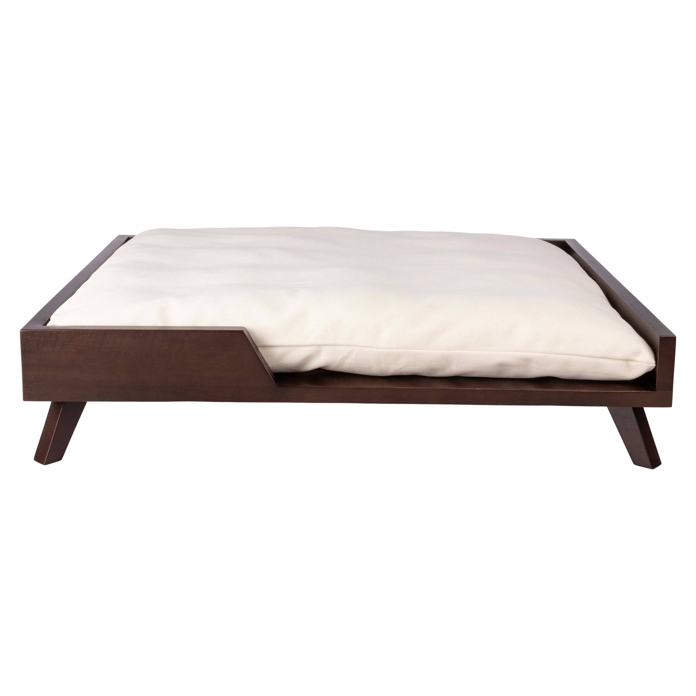 Angle. PetMaker - 36x29.5 Elevated Dog Bed with Cushion - DarkBrown.