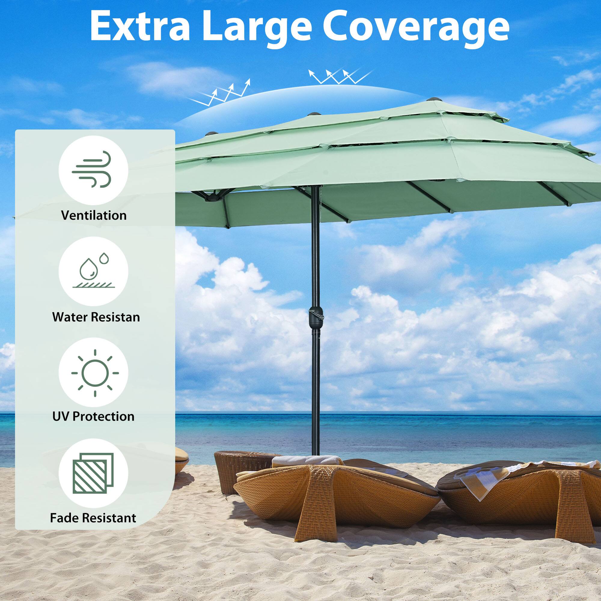 Extra Large Coverage

- Ventilation
- Water Resistant
- UV Protection
- Fade Resistant