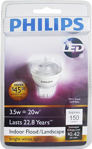 Best Buy: Philips 150-Lumen, 3.5-Watt MR11 LED Floodlight Bulb, Equivalent White 423020