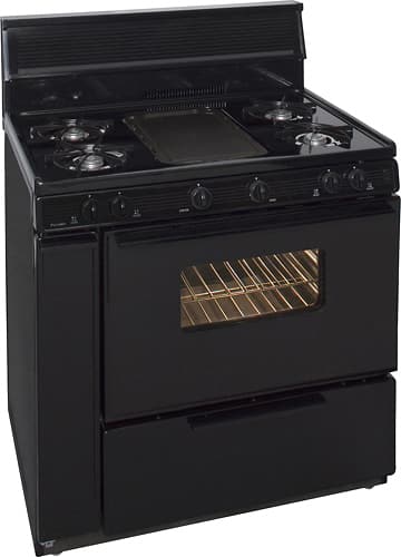 Angle View: Premier - 36" Freestanding Gas Range - Black