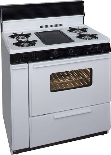 Angle View: Premier - 36" Freestanding Gas Range - White/black