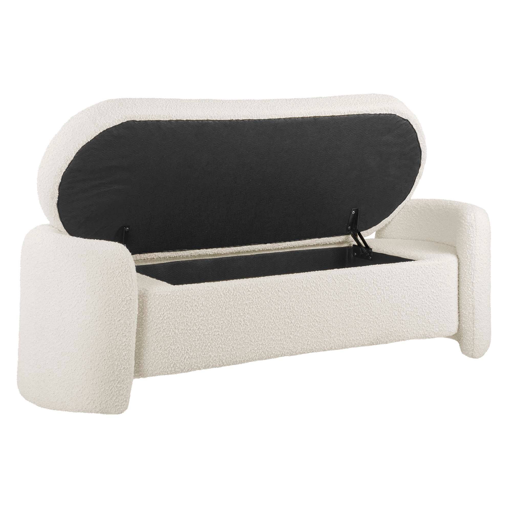 Left. Modway - Nebula Boucle Upholstered Bench by Modway - White.