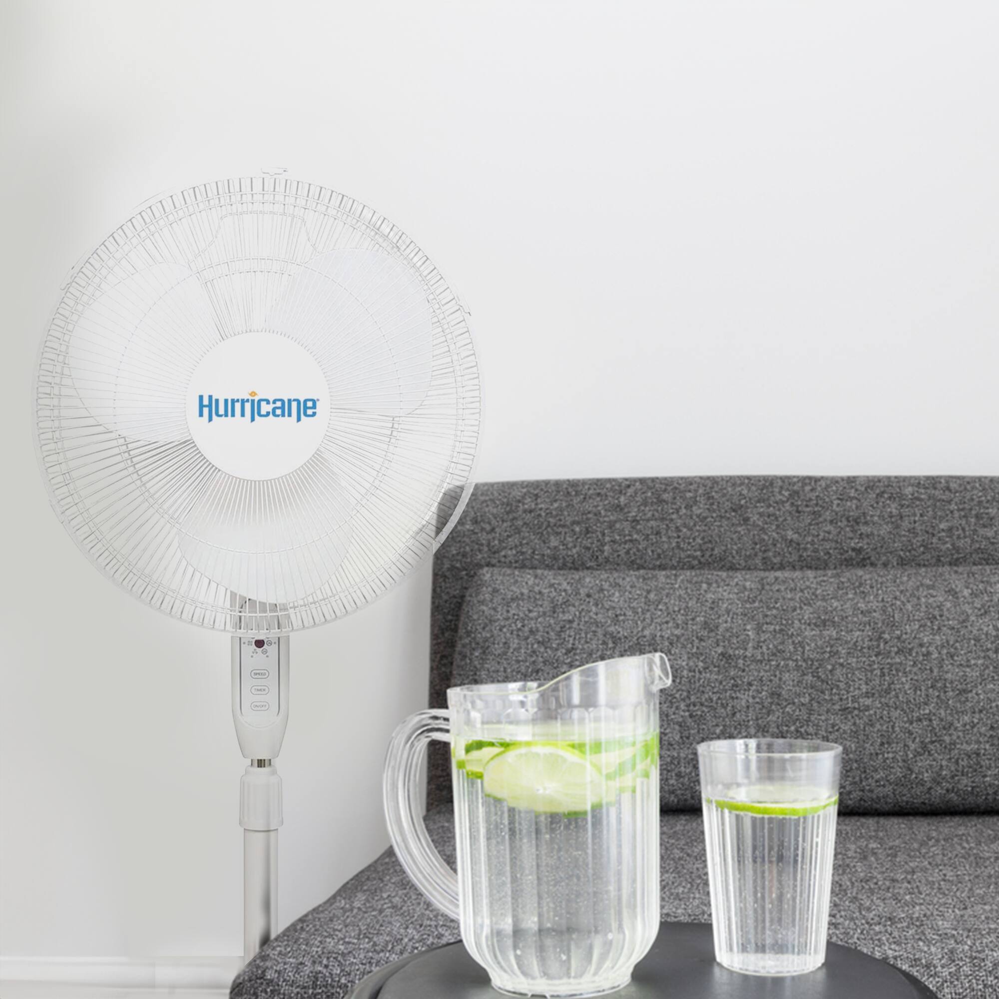 Alt View 7. Hurricane - Hurricane Supreme 16 Inch 3 Speed Oscillating Stand Pedestal Fan, 2-Pack, White - White.