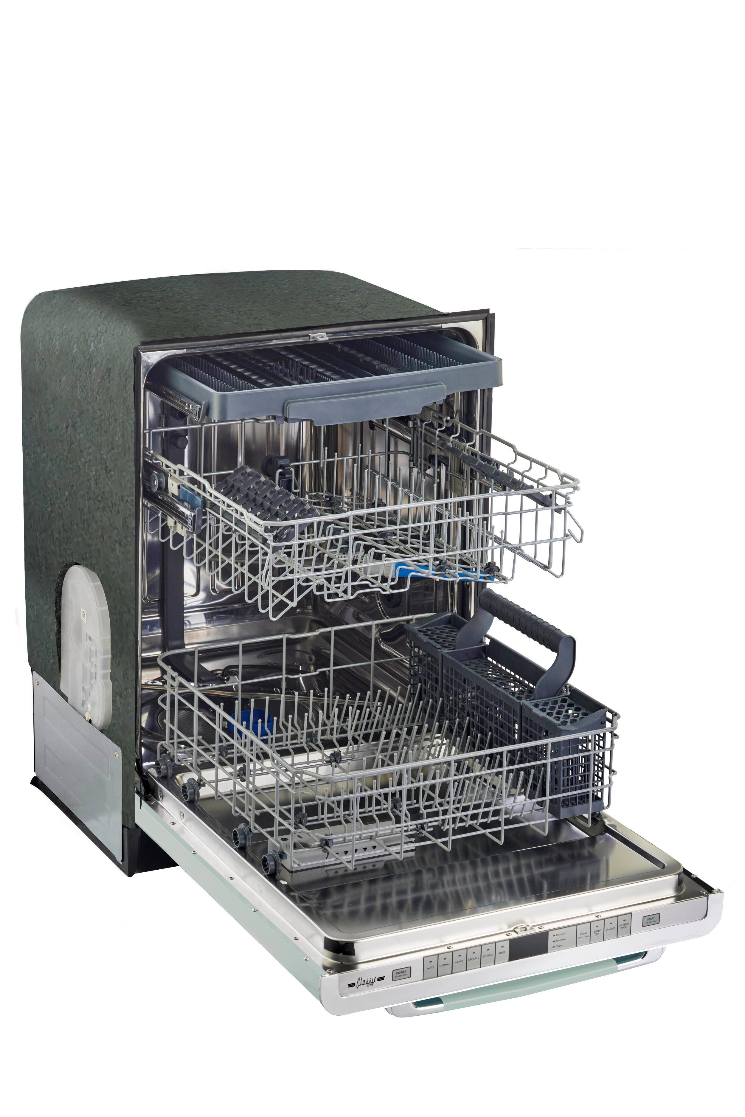 Left. Unique Appliances - Classic Retro Top Control Built-In Stainless Steel Tub Dishwasher with 3rd Rack and 45 dBA - Summer Mint Green.