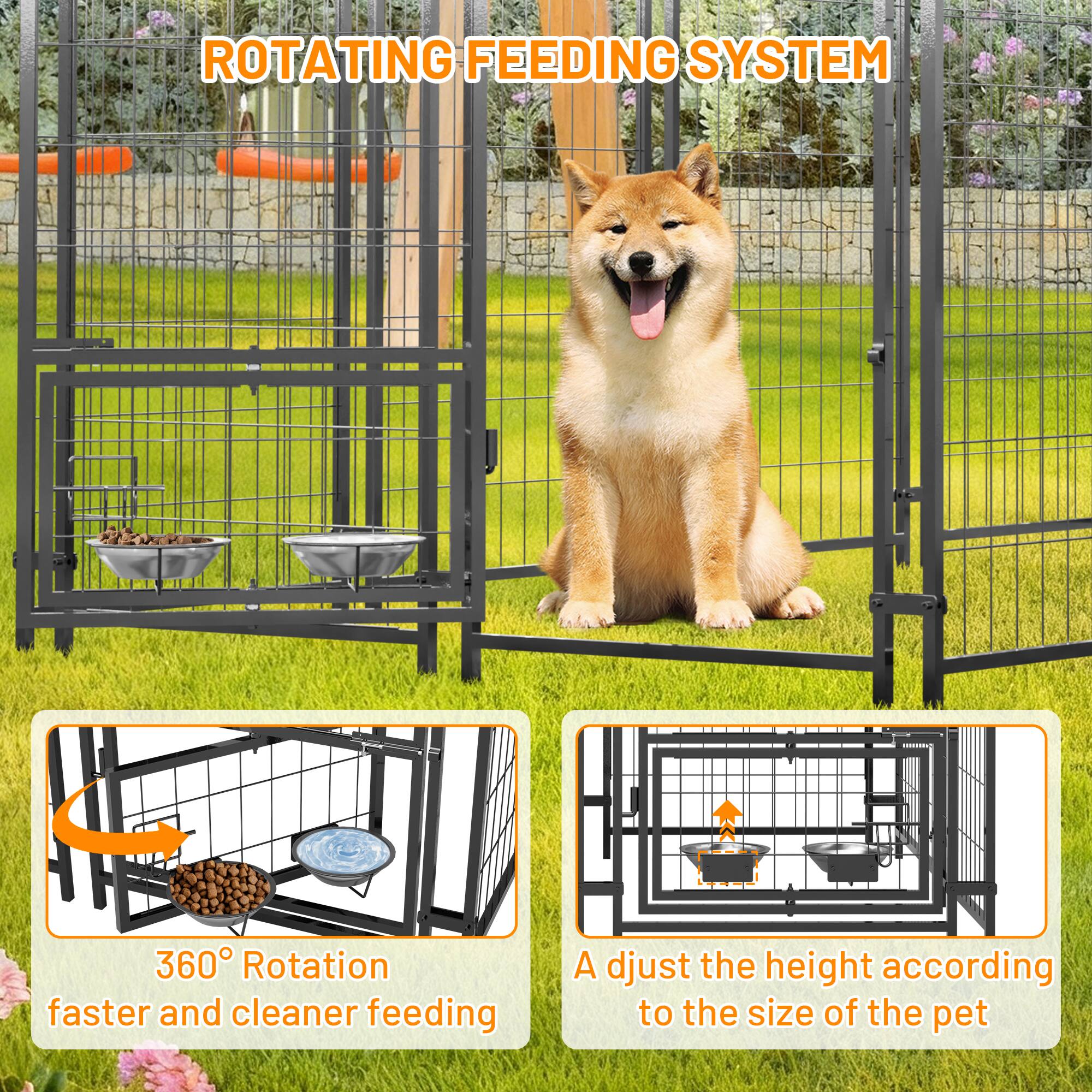 ROTATING FEEDING SYSTEM

360° Rotation faster and cleaner feeding

Adjust the height according to the size of the pet