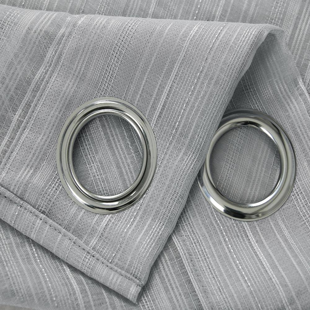 Angle. RT Designers Collection - Olivia Gray Erica Doily Stripe Grommet Panel Pair - 54x90" Charcoal - charcoal.