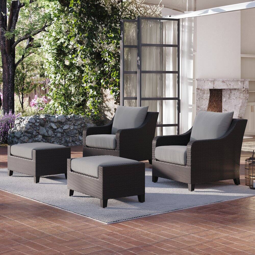 Alt View 2. New Classic Furniture - Skye Set Of 2 Ottomans-Gray - Brown.