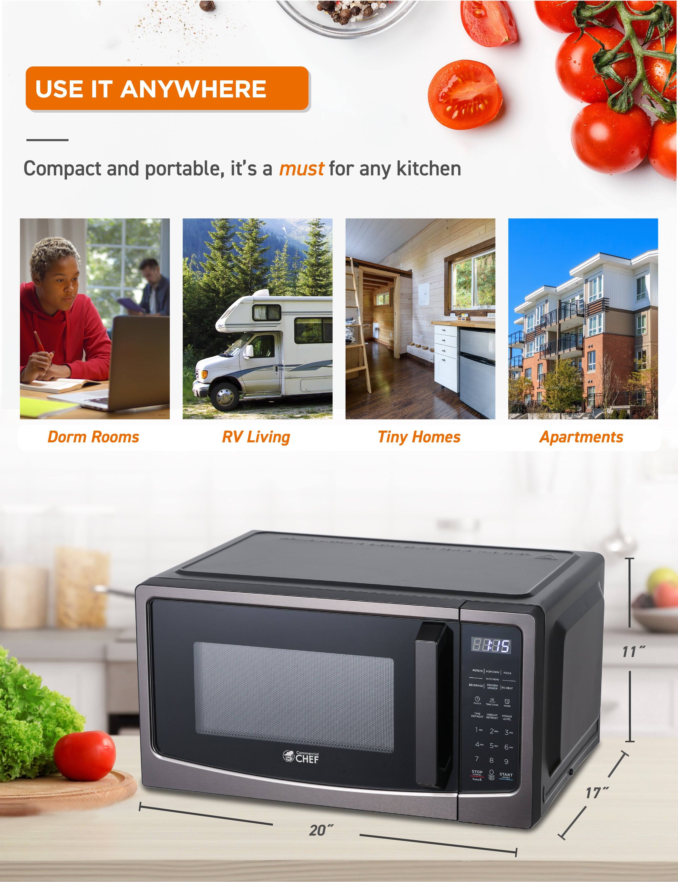 USE IT ANYWHERE
Compact and portable, it's a must for any kitchen
Dorm Rooms
RV Living
Tiny Homes
Apartments

11"
17"
20"