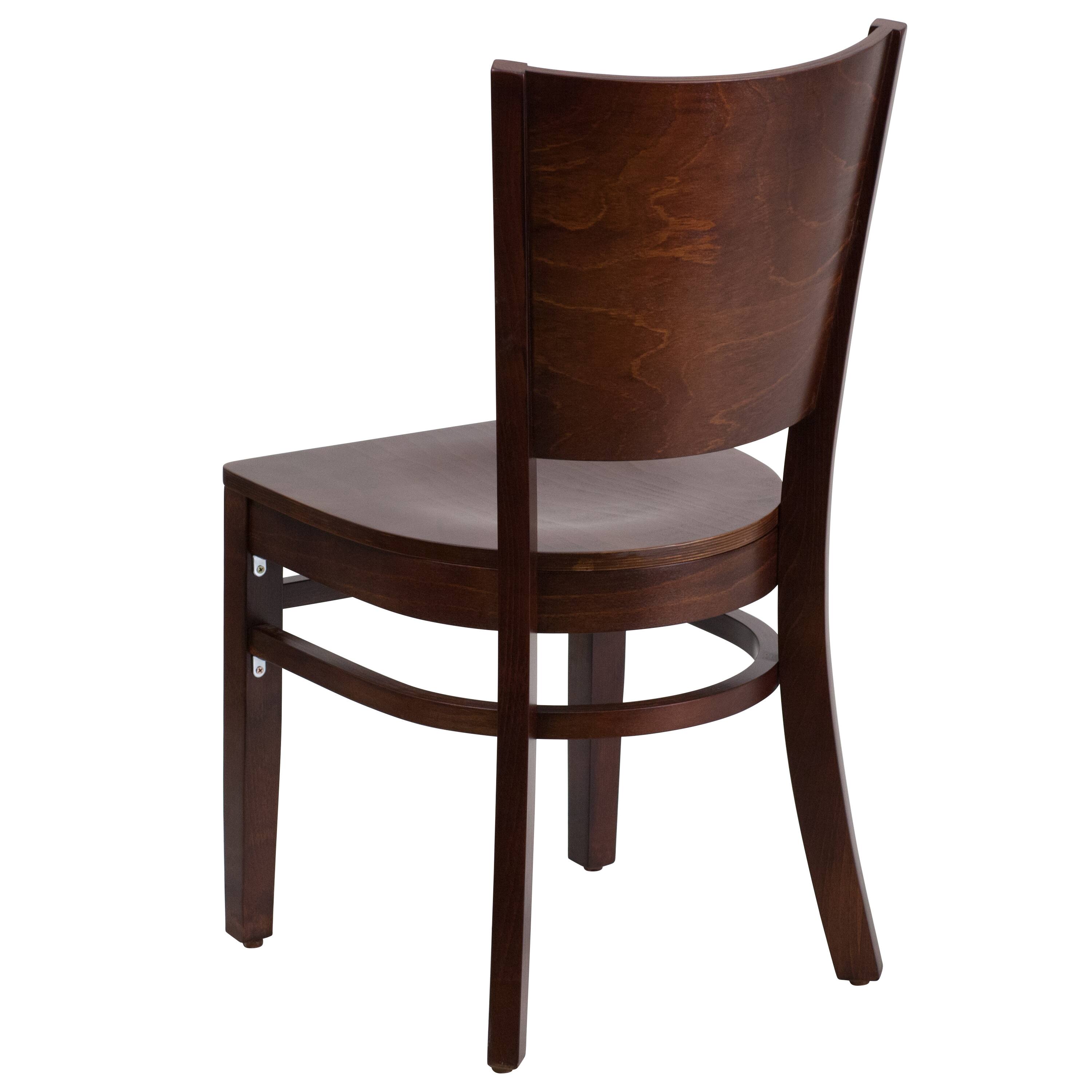 Alt View 3. Emma + Oliver - Solid Back Wooden Restaurant Dining Chair - Walnut Wood Seat/Walnut Wood Frame.