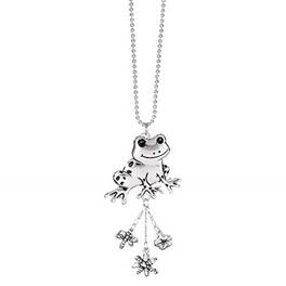 Ganz - Frog Car Charm with Extra Bug and Flower Charm 3 Inch - Silver
