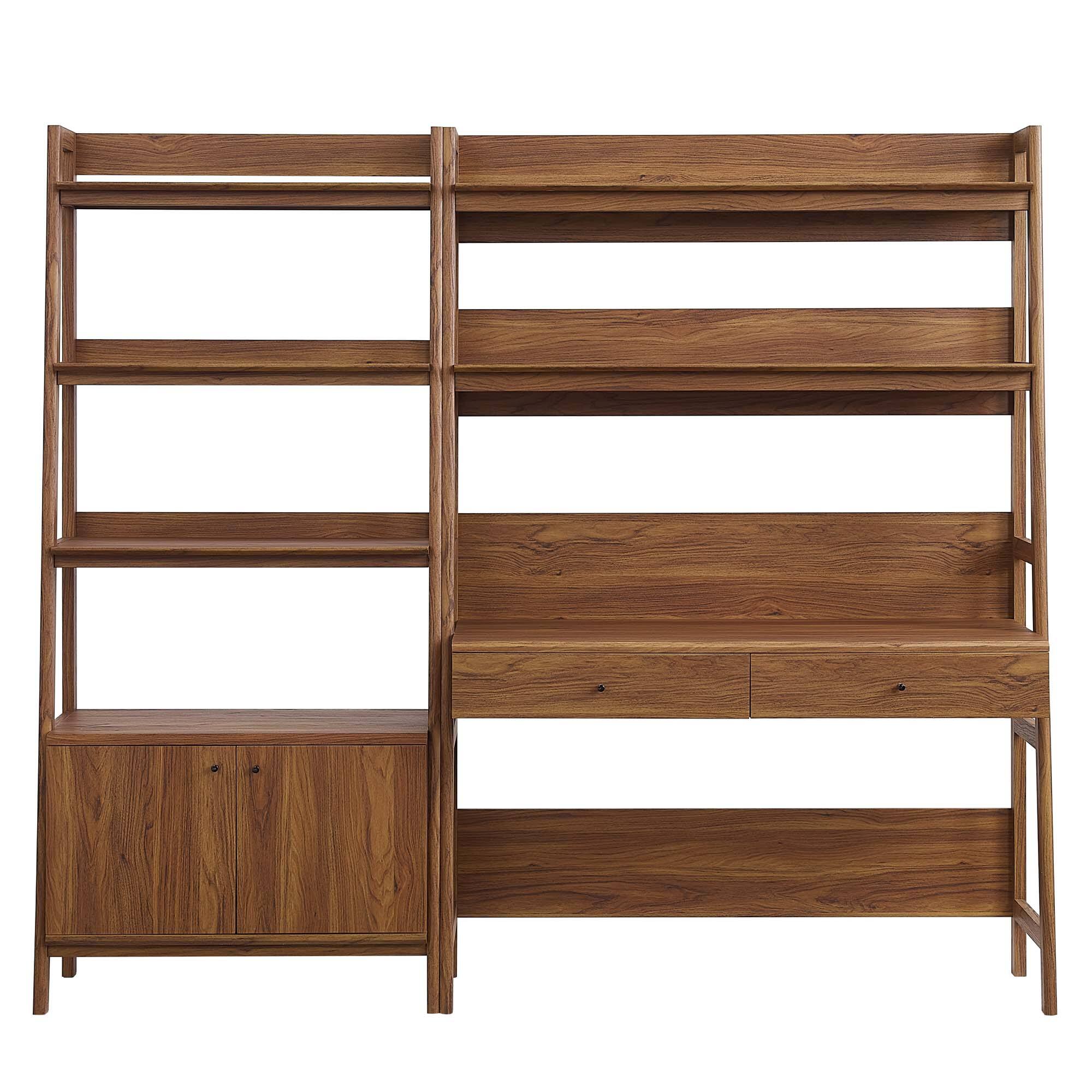 Alt View 1. Modway - Bixby 2-Piece Wood Office Desk and Bookshelf by Modway - Walnut.