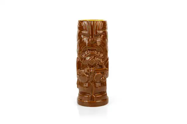 Front. Star Wars - Geeki Tikis Star Wars Chewbacca Mug | Ceramic Tiki Style Cup | Holds 21 Ounces - Brown.