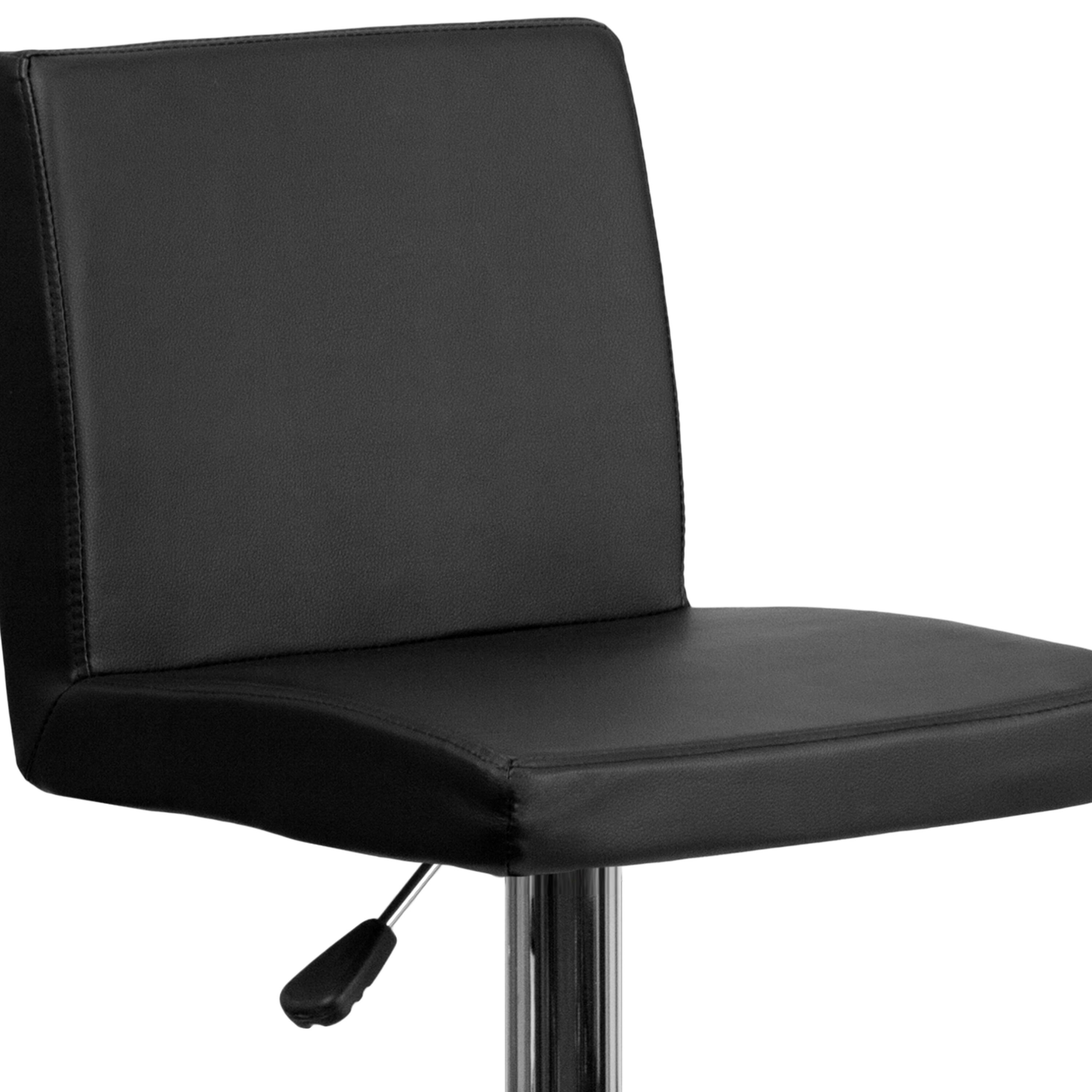 Alt View 8. Emma + Oliver - Panel Back Adjustable Height Barstool with Chrome Base - Black.